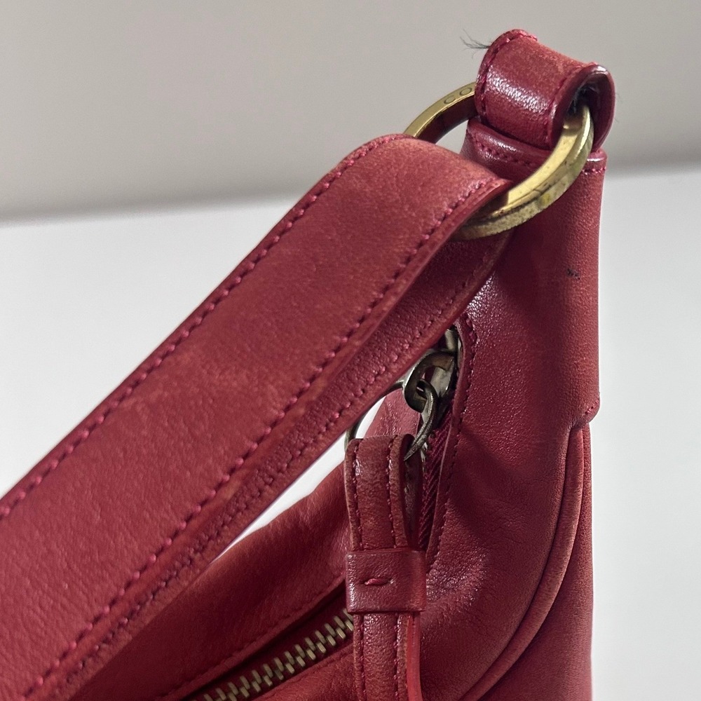 Coach Amanda 6951 Shoulder Bag Womens Red Leather Hobo Brass Vintage Y2K Boho - Picture 11 of 16